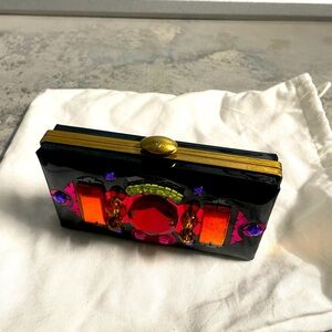 Vintage black, red purple jeweled clutch 💜🖤♥️